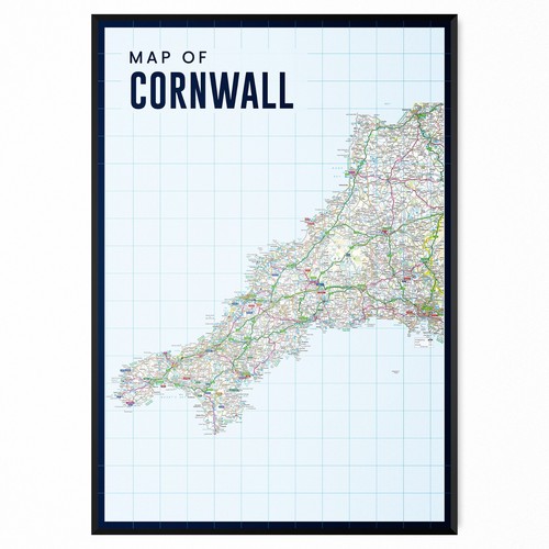 Mappa della cornovaglia poster - mappa,